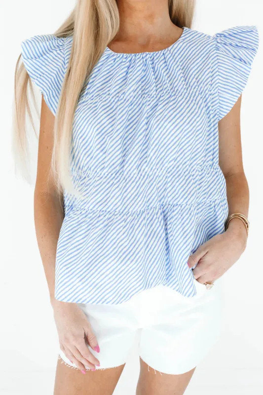 Pier Party Top - Blue Stripe made by THML