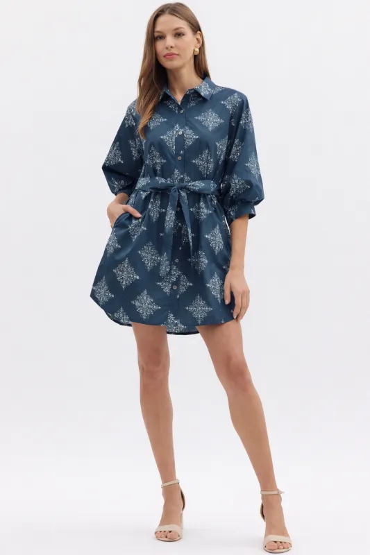 Around The Mediterranean Dress - Navy made by entro