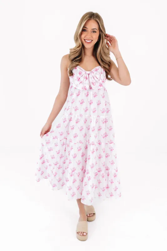 The Hallie Bow Midi Dress - White made by The Impeccable Pig