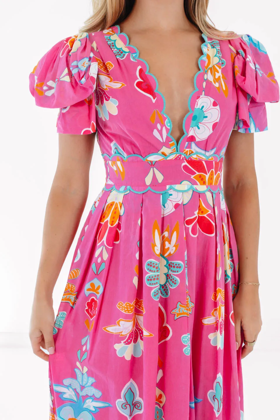 The Sailor Bow Sleeve Midi Dress - Hot Pink sold by The Impeccable Pig product image thumbnail 2