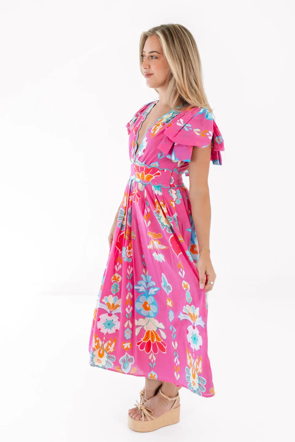The Sailor Bow Sleeve Midi Dress - Hot Pink sold by The Impeccable Pig product image thumbnail 3