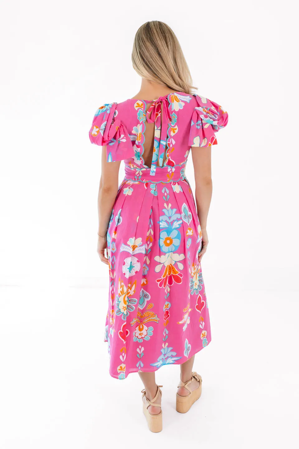The Sailor Bow Sleeve Midi Dress - Hot Pink sold by The Impeccable Pig product image thumbnail 4