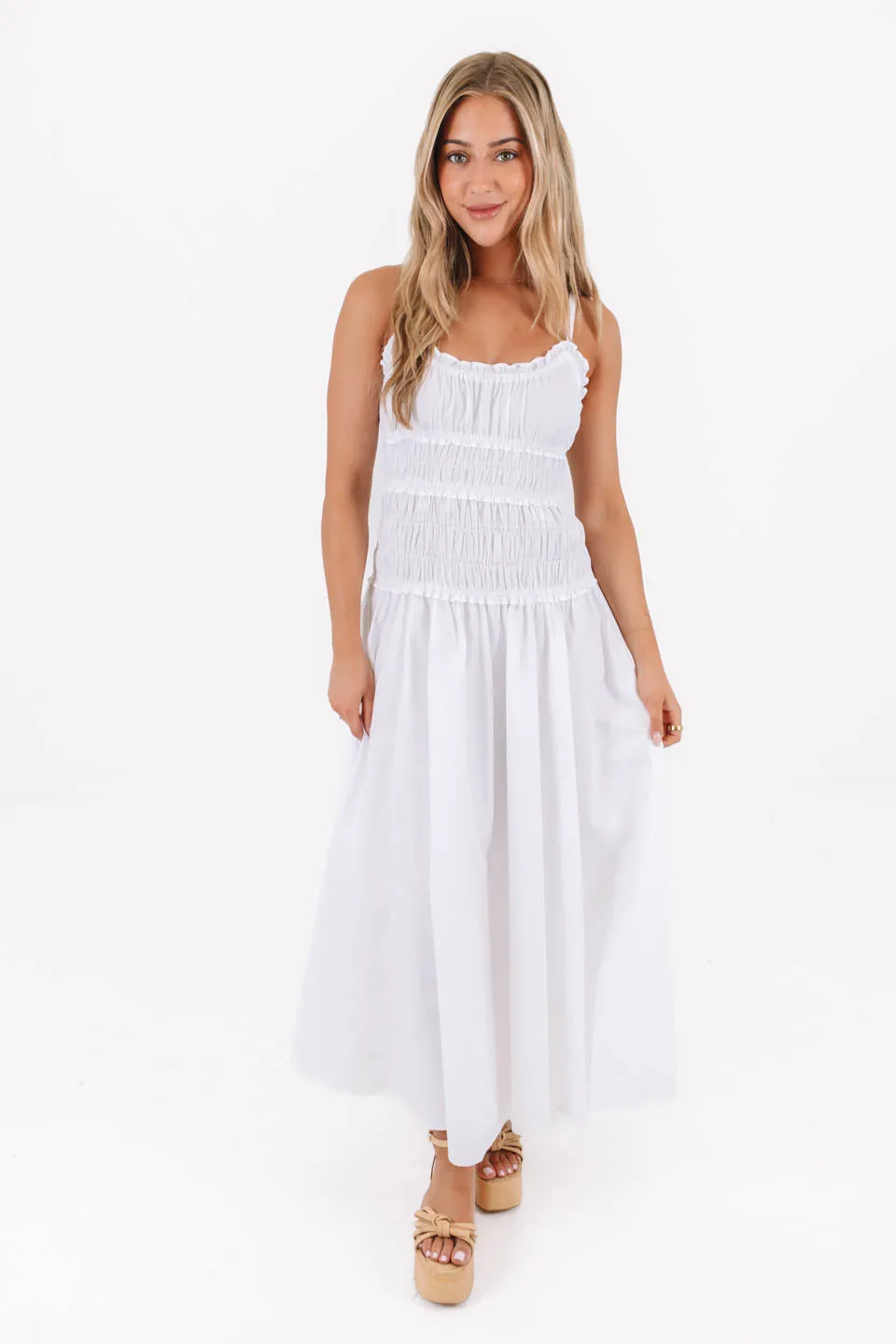 Staying In Seaside Midi Dress - White sold by The Impeccable Pig