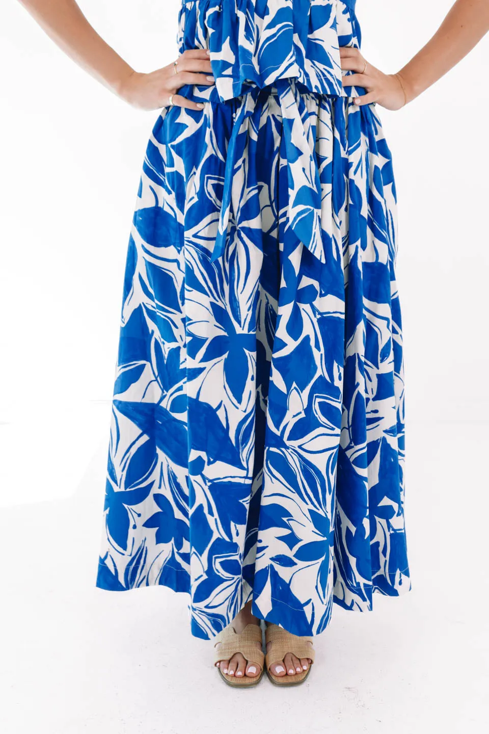 Catch A Flight Midi Skirt - Blue sold by The Impeccable Pig