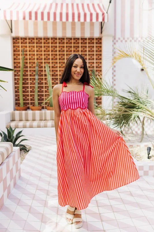 She’s A Bright Babe Midi Dress - Red made by entro