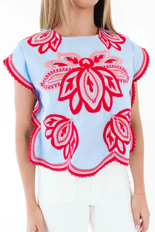 Look Twice Top - Blue made by THML