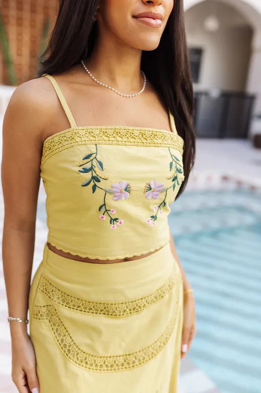 Yellow Iris Crop Top - Yellow made by Strut & Bolt