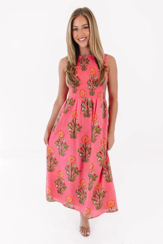 Warmer Weather Midi Dress - Pink made by THML