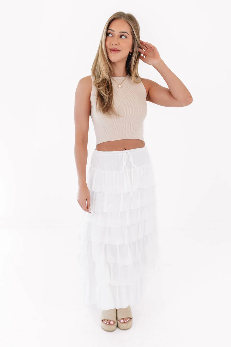 Such A Flirt Midi Skirt - White sold by The Impeccable Pig