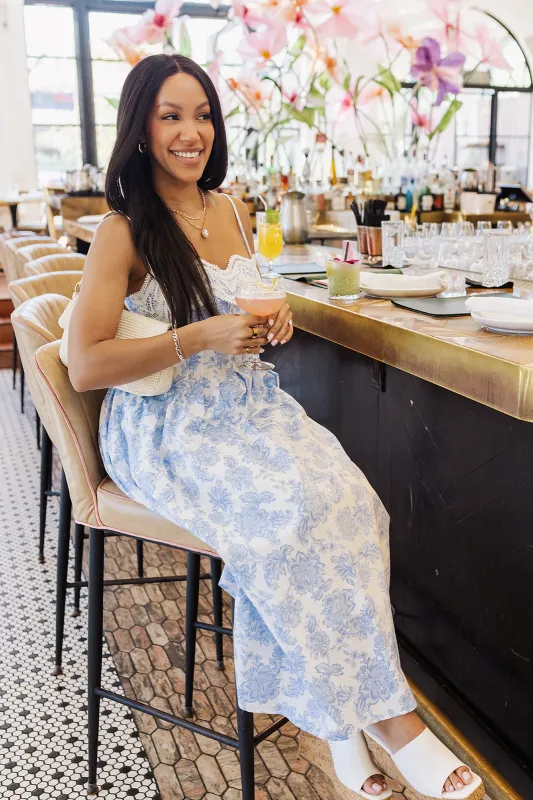 Caught My Eye Midi Dress - Blue made by Strut & Bolt