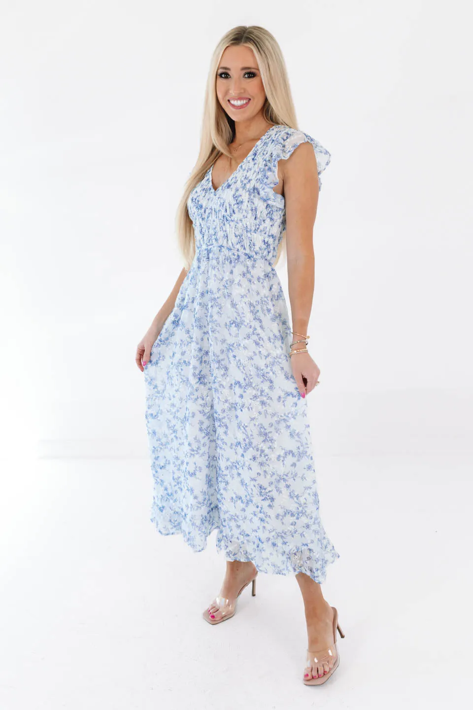 Soft Spot Midi Dress - White/Blue sold by The Impeccable Pig product image thumbnail 5