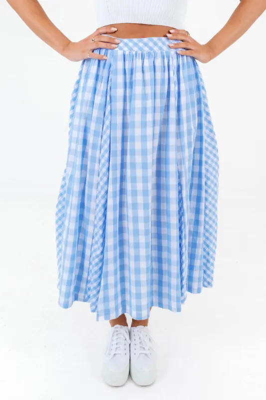 Country Charm Midi Skirt - Blue made by Pinch