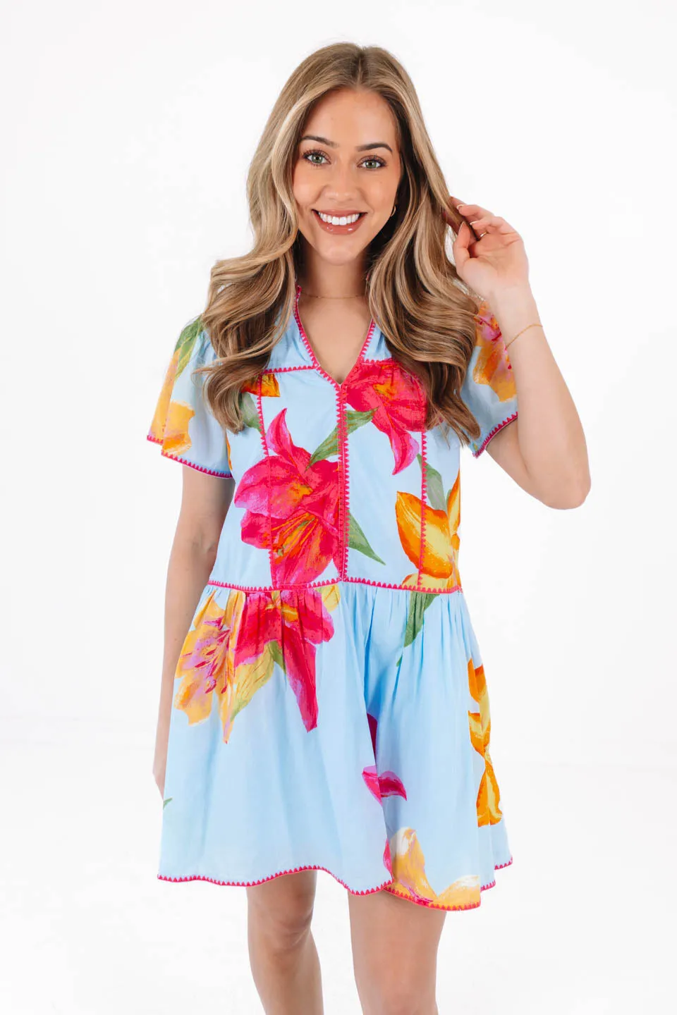 The Kiera V-Neck Dress - Blue sold by The Impeccable Pig product image thumbnail 4