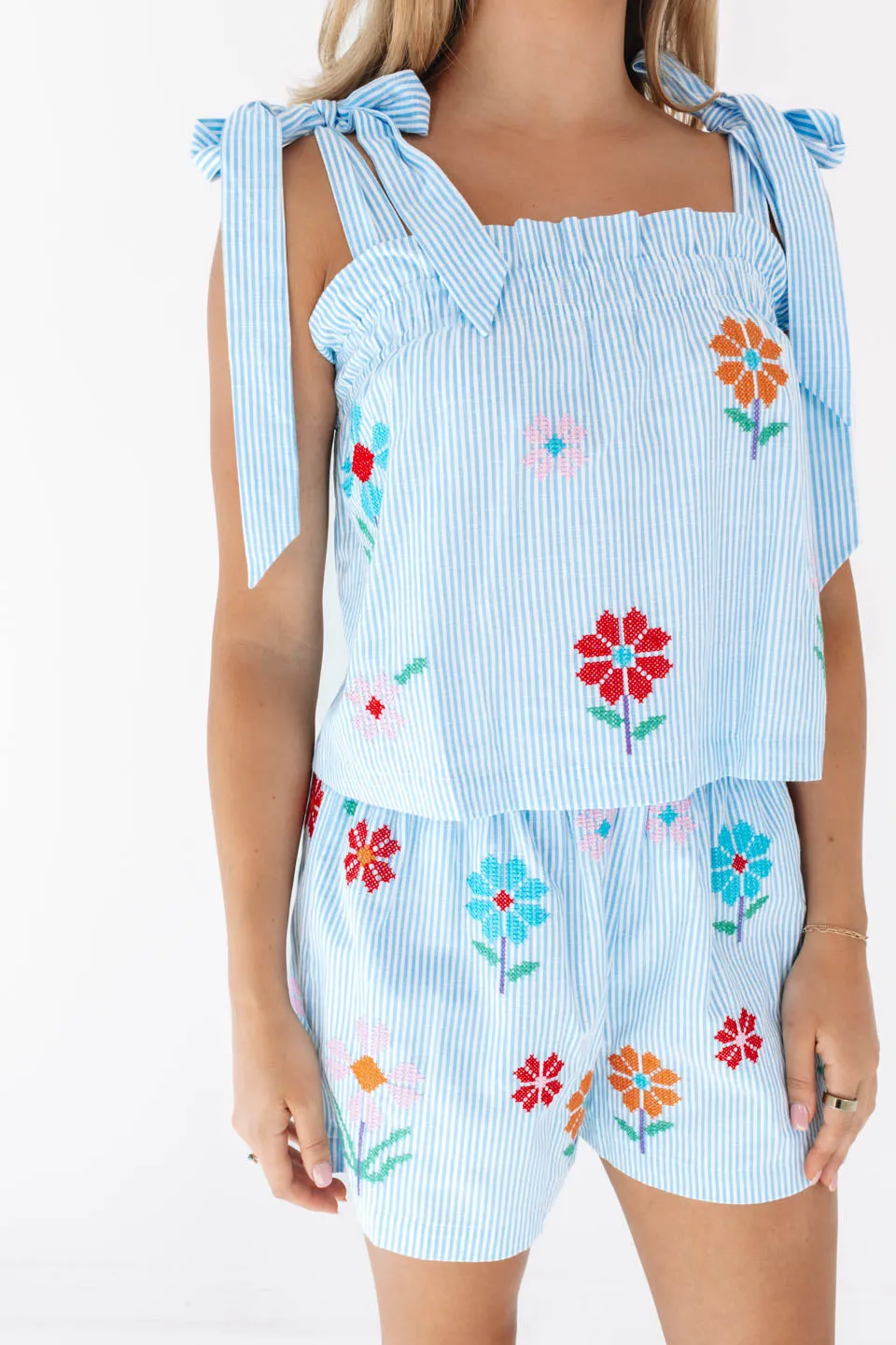 The Hunter Tie Strap Top - Blue Stripe sold by The Impeccable Pig product image thumbnail 3