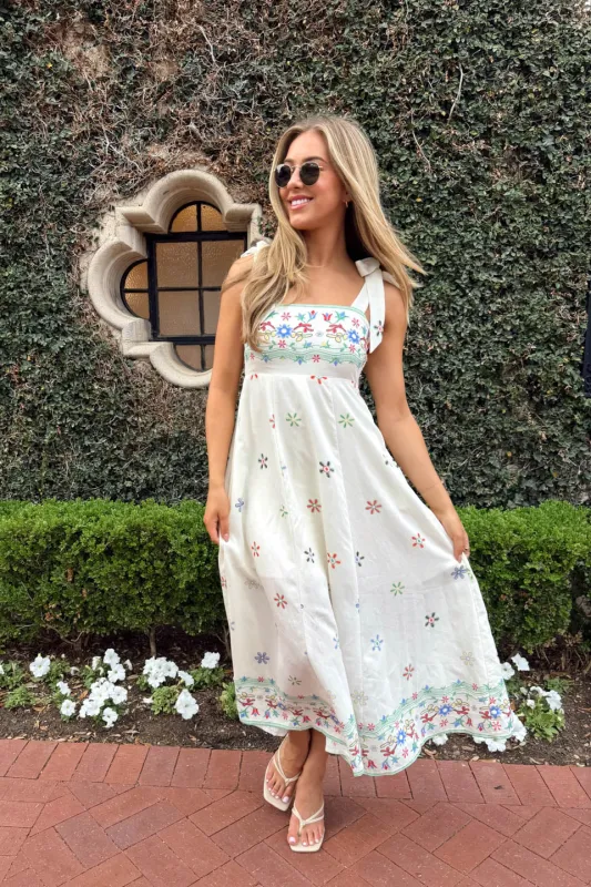Paint By Numbers Midi Dress - Ivory made by Strut & Bolt