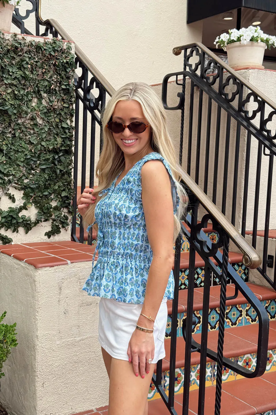 Fleur Field Top - Blue sold by The Impeccable Pig product image thumbnail 4