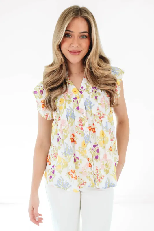 The Sandra V-Neck Top - White made by The Impeccable Pig
