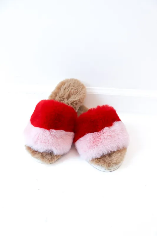 MODEL SAMPLE Cross Your Heart Slippers - Red made by The Impeccable Pig