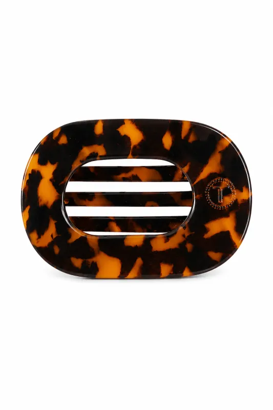 Teleties Medium Flat Round Claw Clip - Tortoise made by TELETIES
