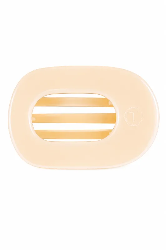 Teleties Large Flat Round Claw Clip - Almond Beige made by TELETIES