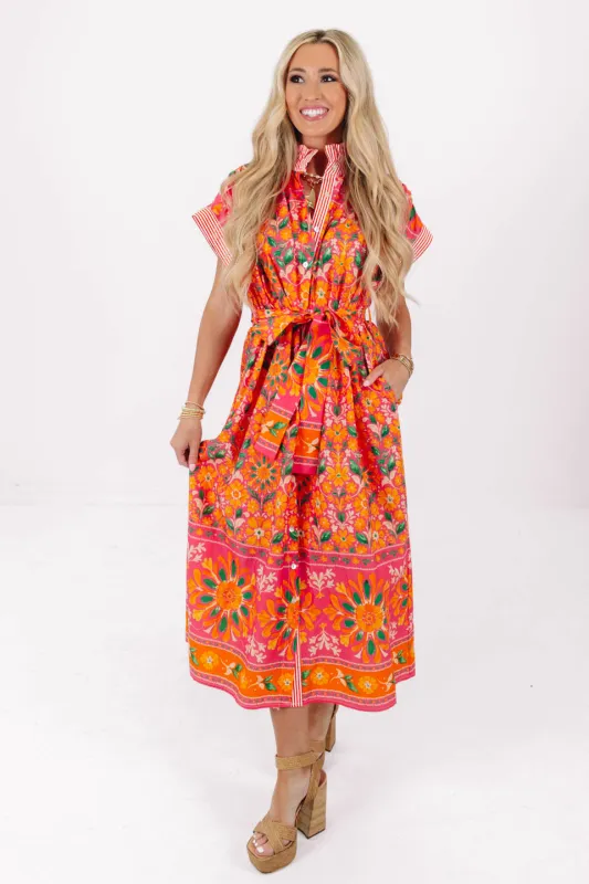 The Golden Hour Midi Dress - Pink made by entro
