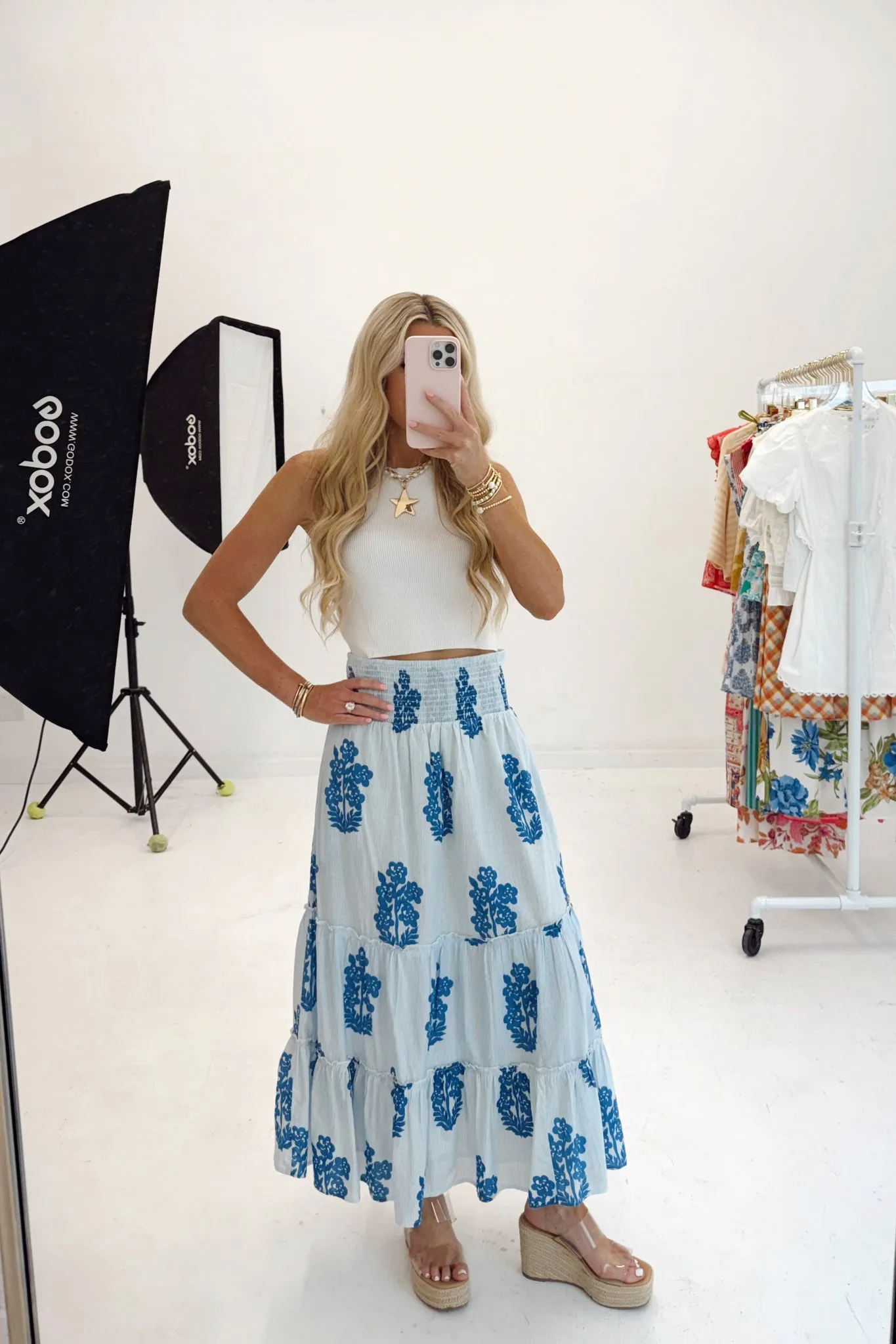 Spring Fizz Midi Skirt - Blue sold by The Impeccable Pig product image thumbnail 4