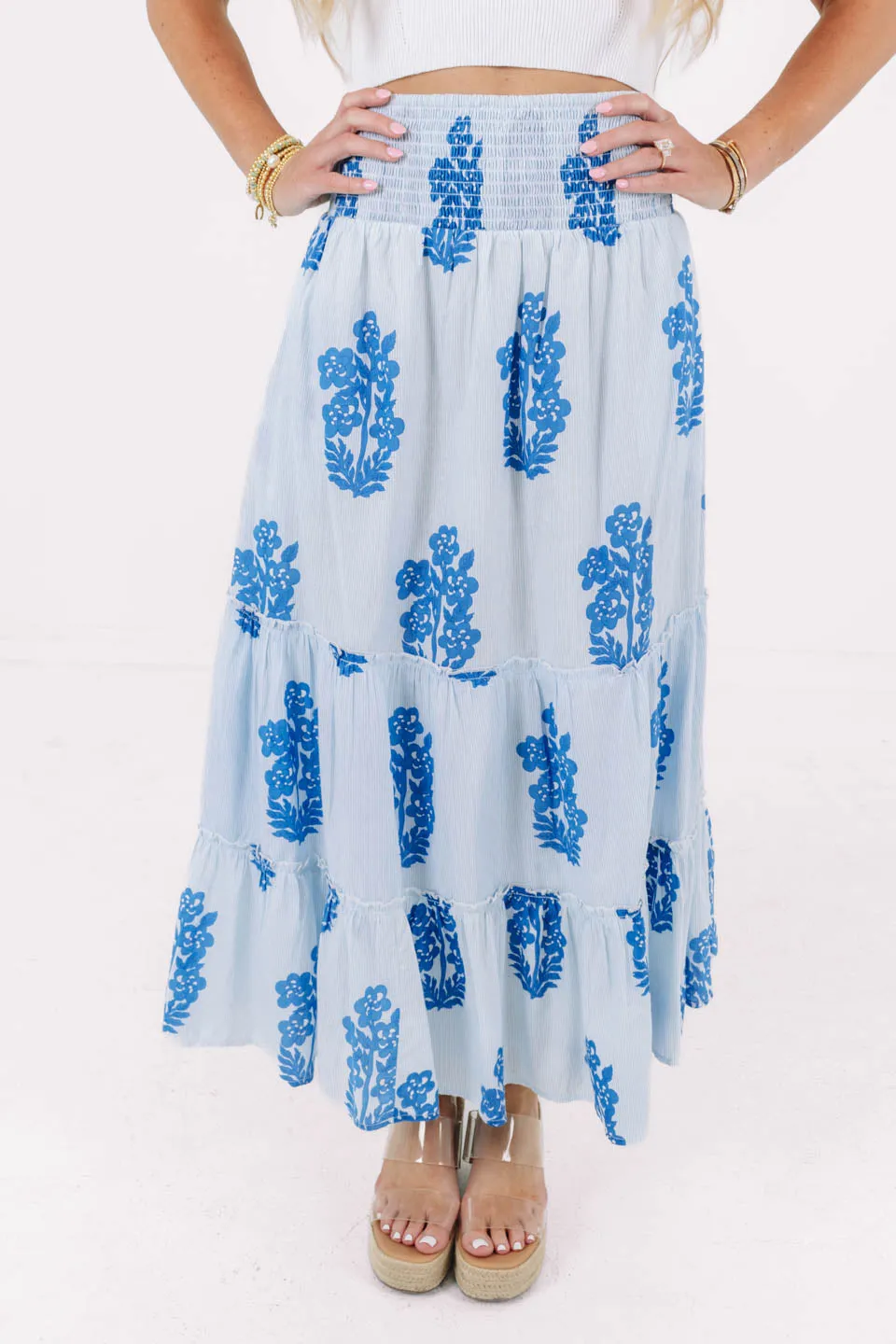 Spring Fizz Midi Skirt - Blue sold by The Impeccable Pig product image thumbnail 3