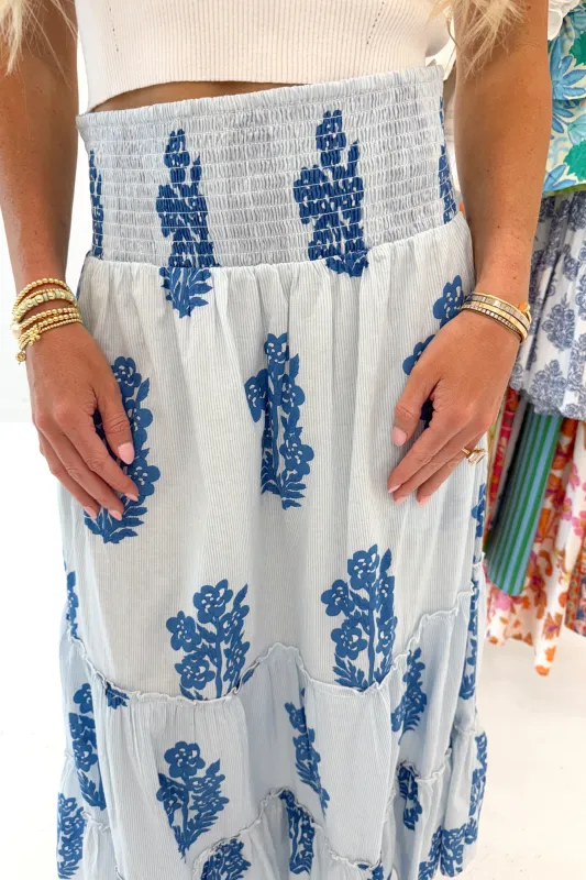 Spring Fizz Midi Skirt - Blue made by THML