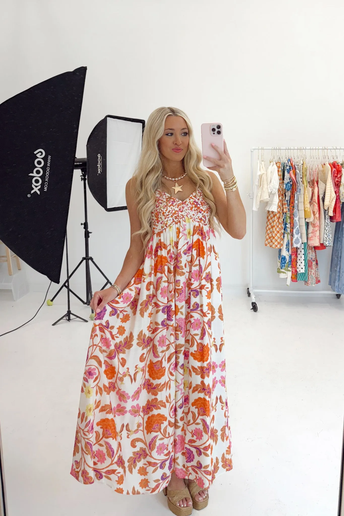 Amalfi Garden Midi Dress - Orange sold by The Impeccable Pig product image thumbnail 2