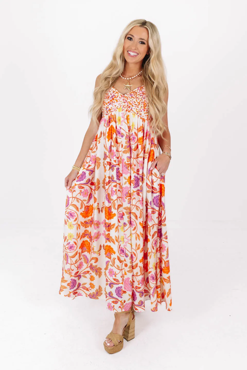 Amalfi Garden Midi Dress - Orange sold by The Impeccable Pig product image thumbnail 3