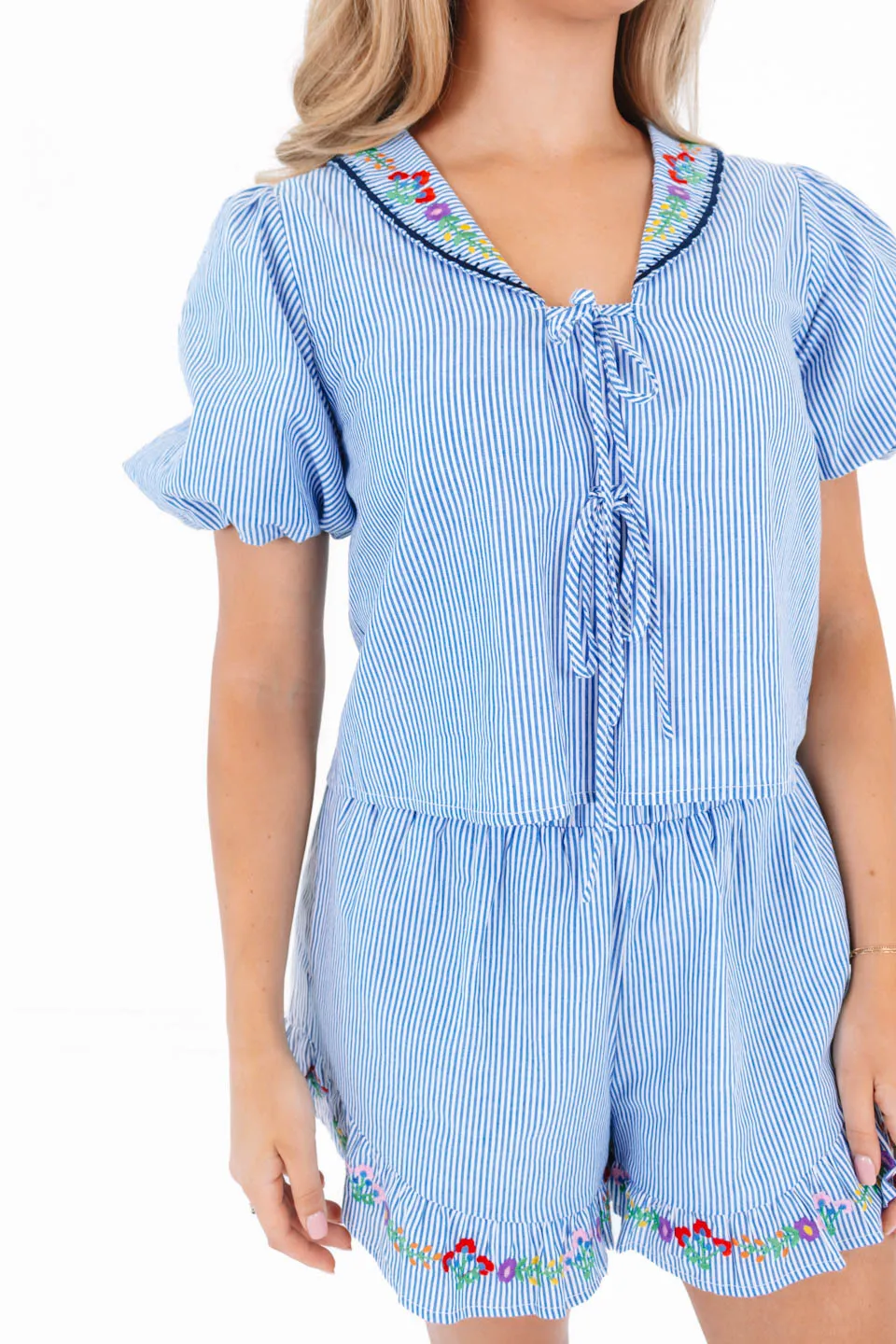 The Tristen Collared Top - Blue Stripe sold by The Impeccable Pig product image thumbnail 2