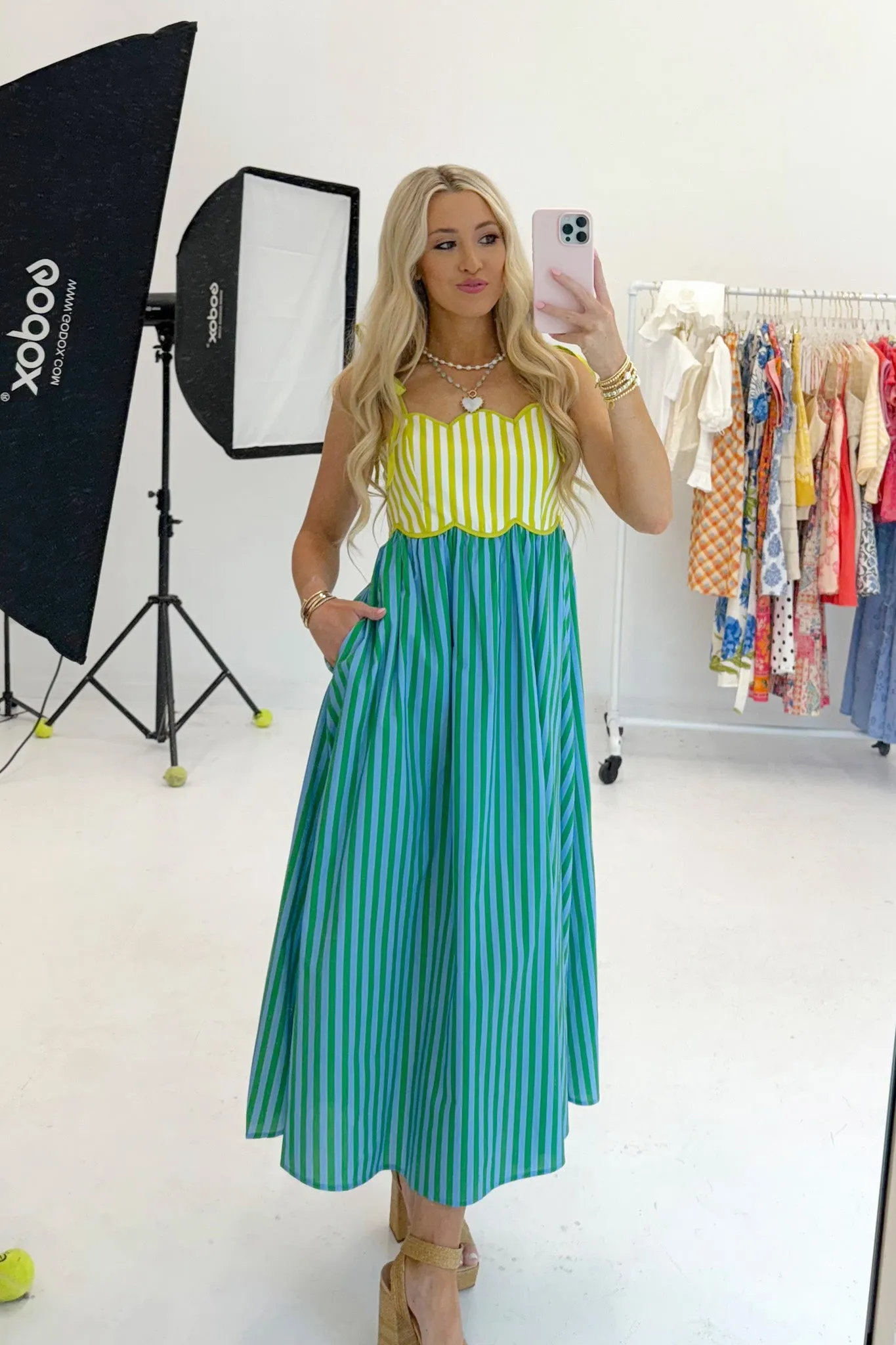 She’s A Bright Babe Midi Dress - Green sold by The Impeccable Pig product image thumbnail 3