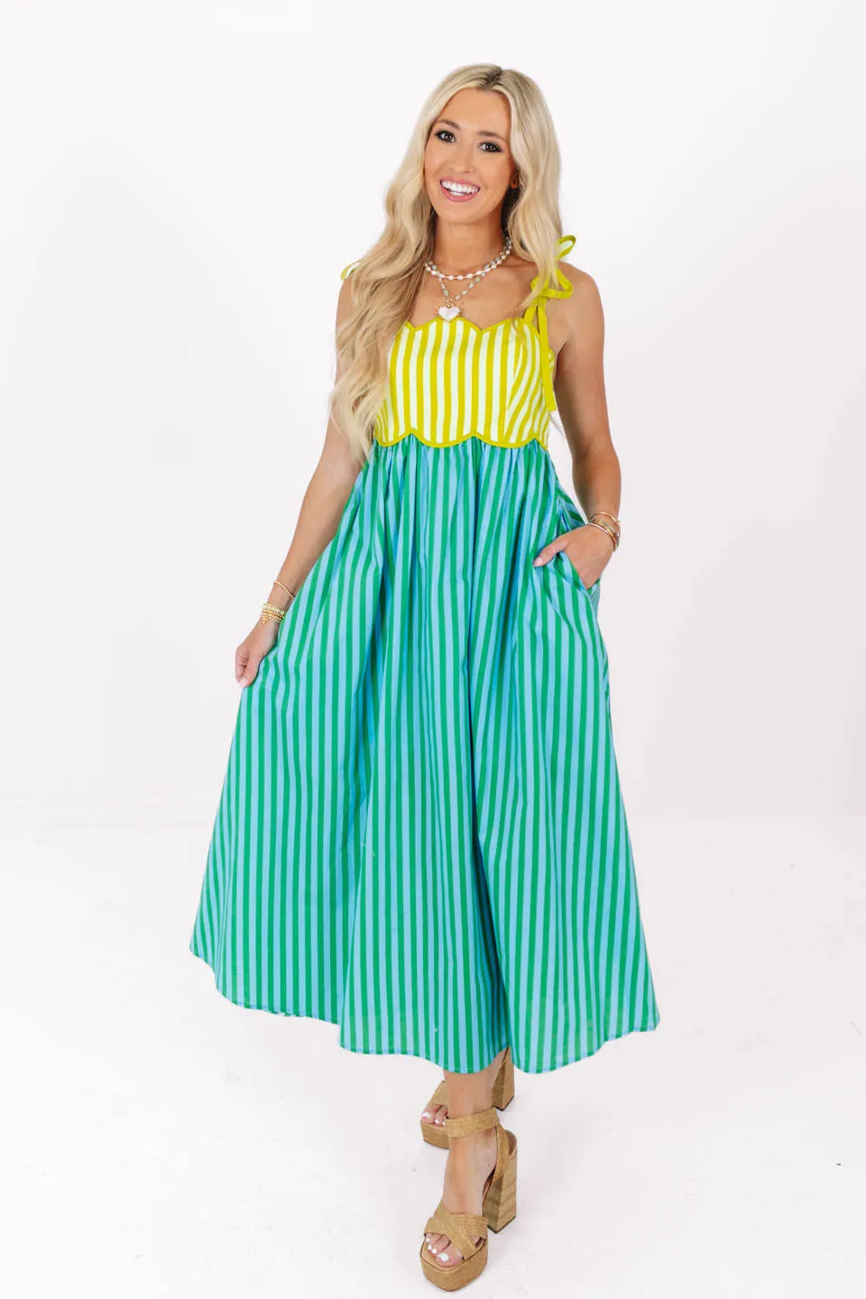 She’s A Bright Babe Midi Dress - Green sold by The Impeccable Pig product image thumbnail 4