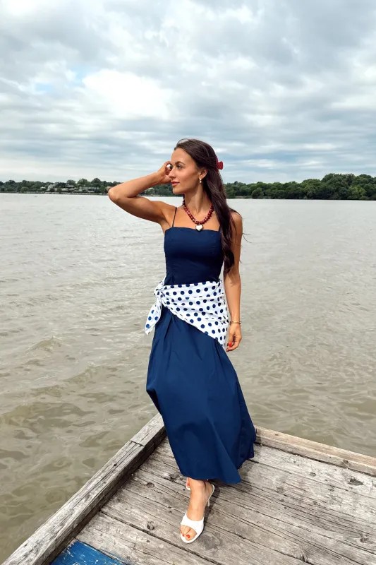 Yacht Club Midi Dress - Navy made by Lalavon