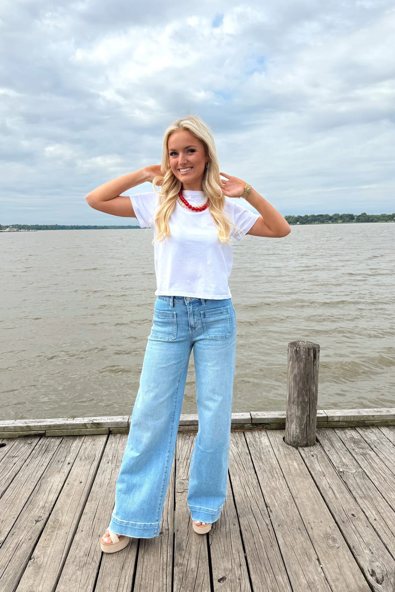 Easy Street Wide Leg Jeans - Light Wash sold by The Impeccable Pig product image thumbnail 4