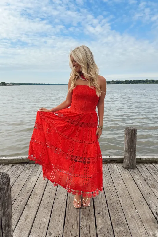Island Heat Midi Dress - Red made by Strut & Bolt