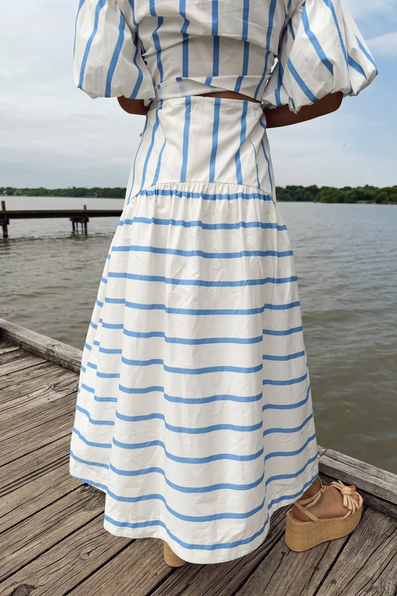 Hamptons Holiday Midi Skirt - Blue Stripe sold by The Impeccable Pig product image thumbnail 5
