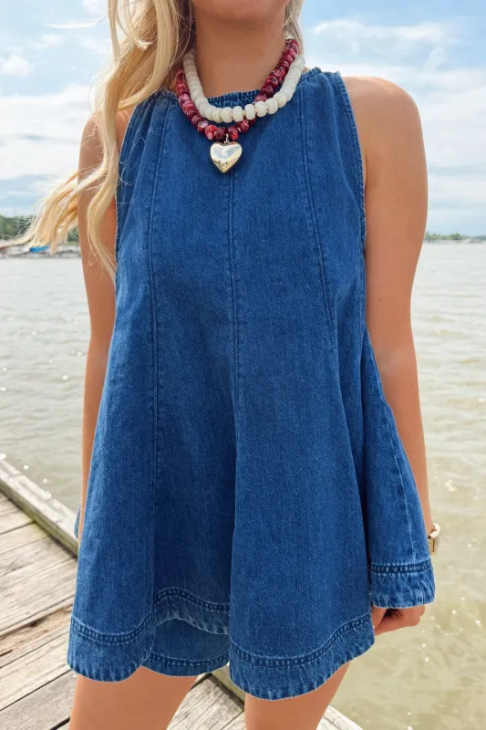 It Girl Denim Top - Dark Wash made by Olivaceous