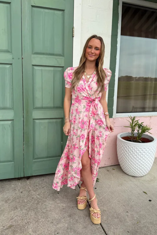 Giving Girly Girl Midi Dress - Pink made by Olivaceous