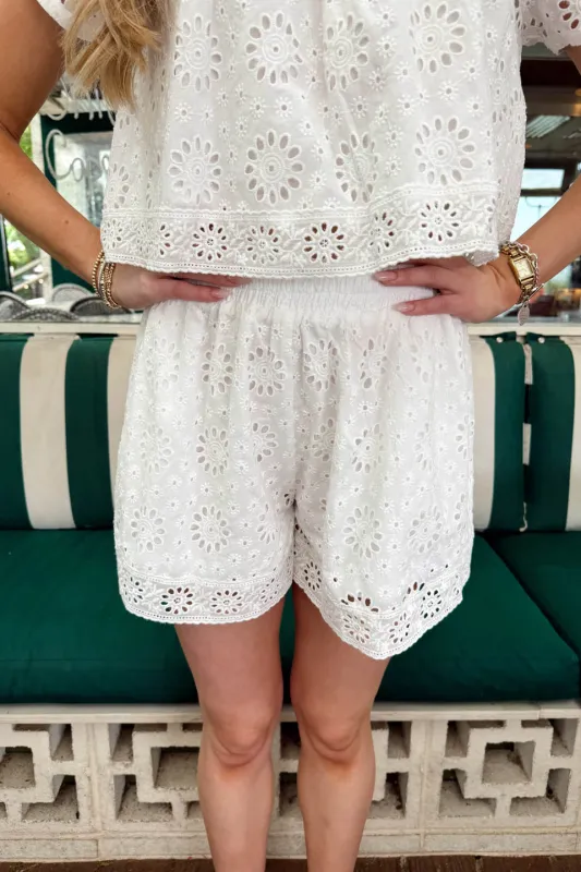 Eyelet Ever After Shorts - White made by MABLE