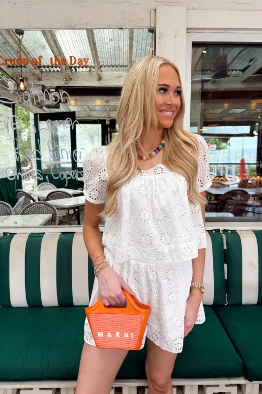 Eyelet Ever After Top - White made by MABLE