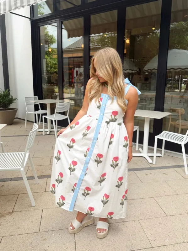 Morning Tea Midi Dress - White made by THML