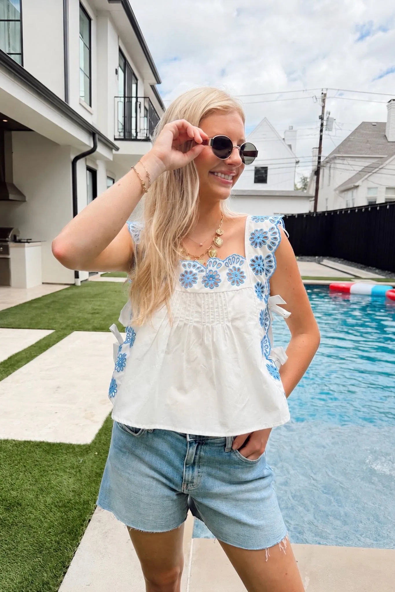 Cottage On The Coast Top - White/Blue sold by The Impeccable Pig product image thumbnail 4