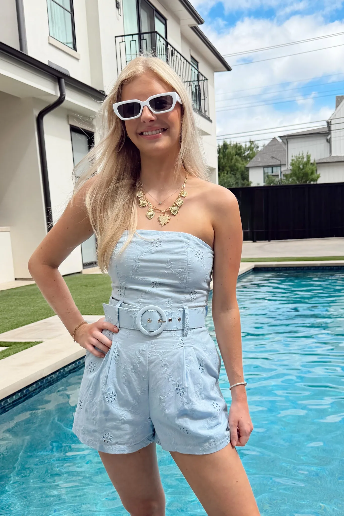 Sweet Simplicity Romper - Sky sold by The Impeccable Pig product image thumbnail 2
