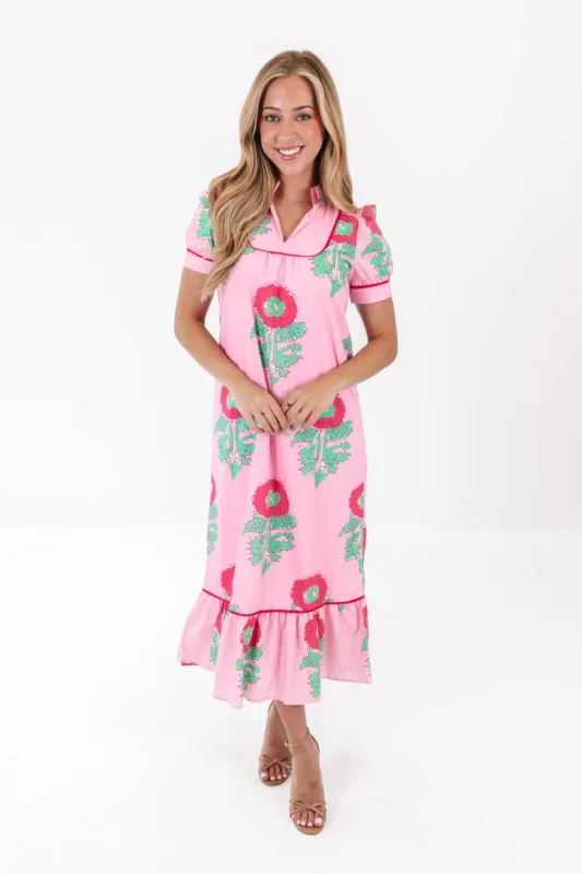 Sunflower Dreaming Midi Dress - Pink made by TCEC