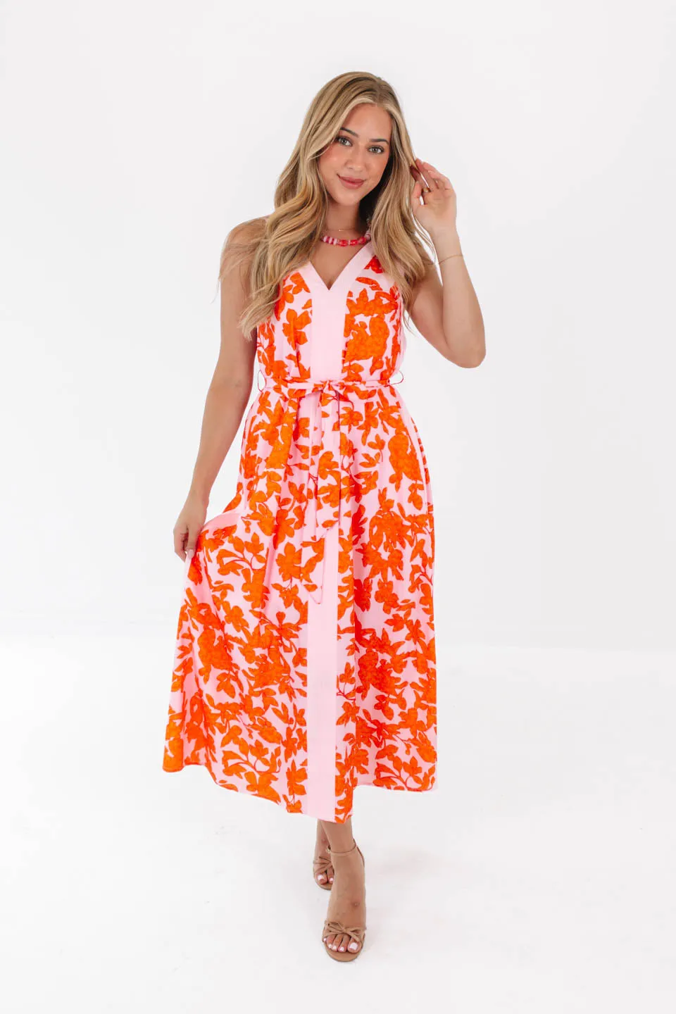 No Bother Midi Dress - Pink/Orange sold by The Impeccable Pig product image thumbnail 2