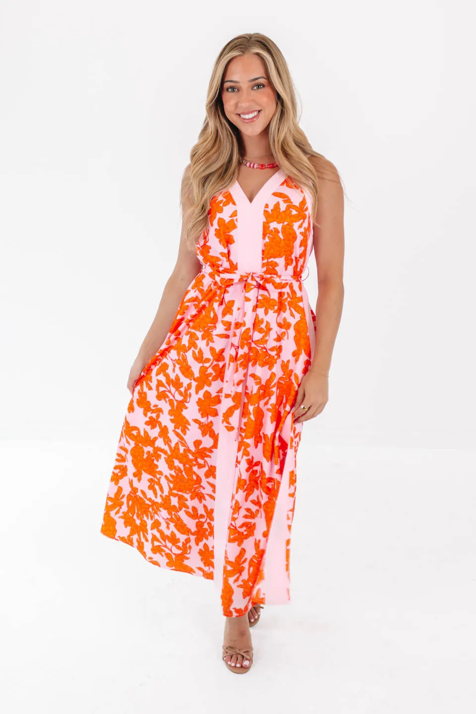 No Bother Midi Dress - Pink/Orange sold by The Impeccable Pig