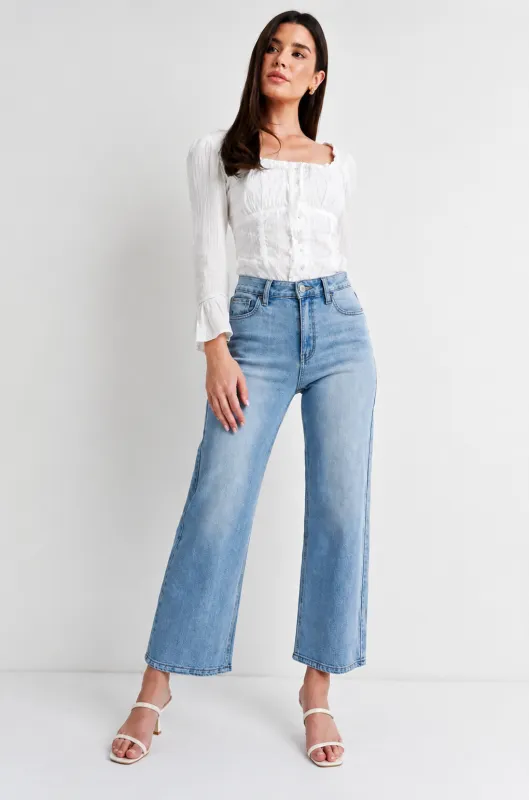 Strong Influence Wide Leg Jeans - Light Wash made by The Impeccable Pig