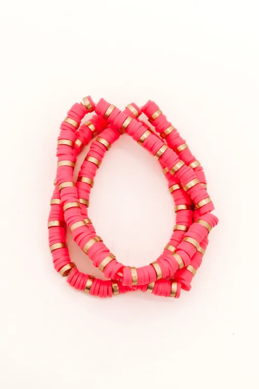 Summer Stacking Bracelet Set- Pink made by The Impeccable Pig