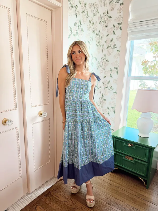 Indigo Escape Midi Dress - Blue/Green made by Pinch